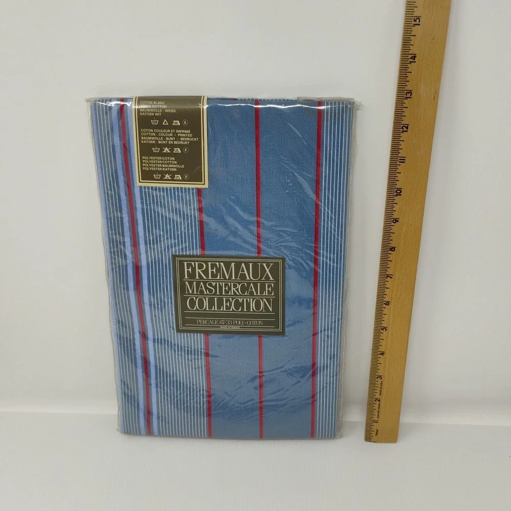 Vintage Fremaux‎ Percale Sham Pillowcase Blue Red Striped 31